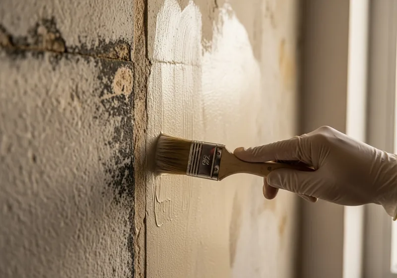 Traitement du salpêtre et des moisissures sur un mur intérieur à Lorient