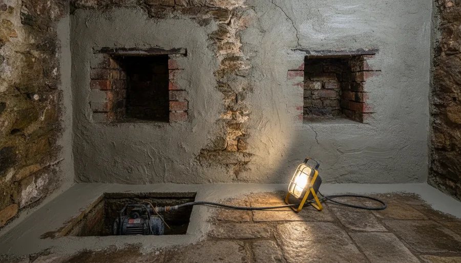 Cuvelage d'une cave située sous le niveau de l'Odet, Quimper