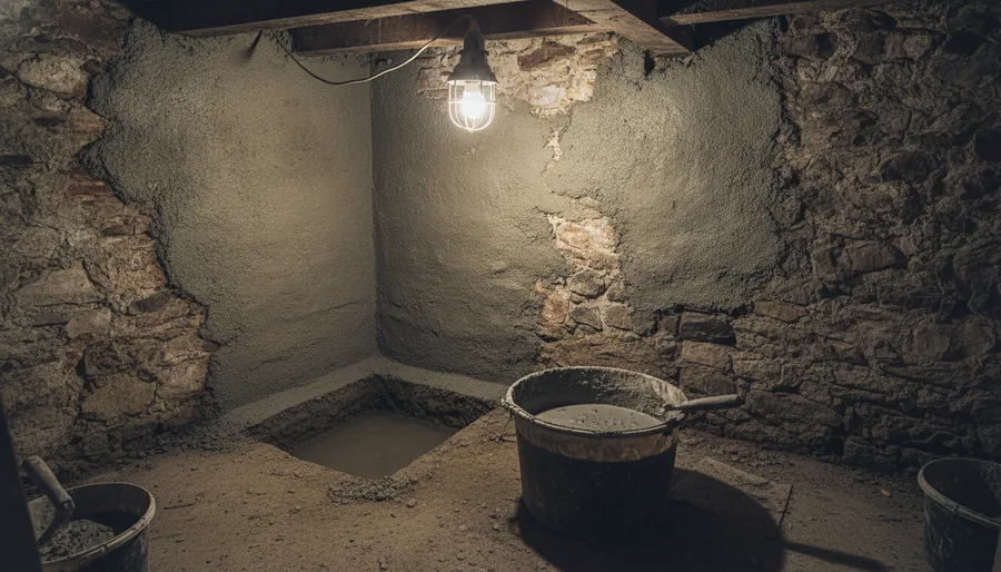 Cuvelage d'une cave de quai sous le niveau des hautes mers, Auray