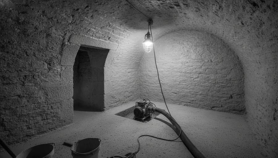 Cuvelage d'une cave voûtée sous le niveau du bief, Pontivy