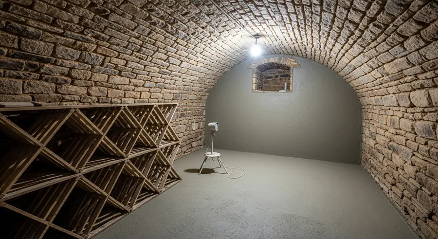 Cuvelage d'une cave voûtée en pierre côté Kerentrech, Kerentrech, Lorient