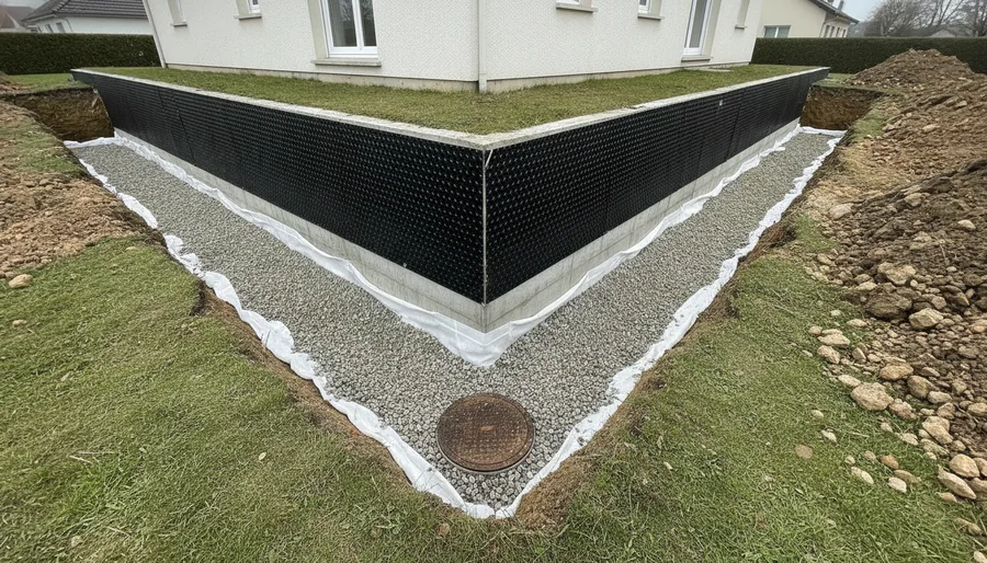 Drainage périphérique d'un sous-sol complet de plateau, Saint-Avé